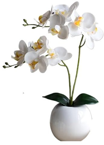 Fasksh Orchidea fiori artificiali decorativi pianta artificiale decorazione festa di compleanno con accessori (senza vaso) (colore: bianco)
