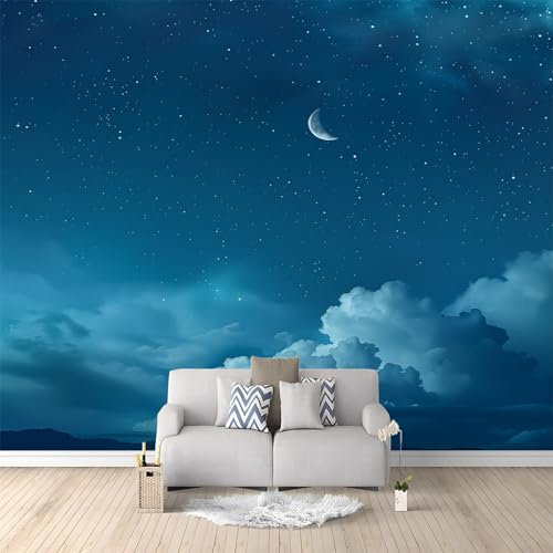 Papel Pintado Pared Panorámico Pintura Azul Cielo 350x256 cm Fotomurales No Tejido, Murales Decoración de Pared, Póster Gigante Personalizado 3D Para Salón Dormitorio