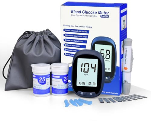 Blood Glucose Test Kit for Diabetes with Blood Sugar Monitor Test Strips and Lancing Devices Accurate Results for Home Use Easy to Read LCD Display Portable and Convenient for Daily Monitoring