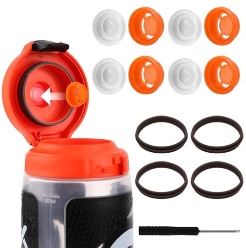 4pcs Dispensing Valves for Gatorade Water Bottle, Silicone Valves Gaskets Plastic Inserts Seals Screwdriver Ring Replacement Accessories for GX 30oz Water Bottle& Squeeze Bottle 32oz(Orange)