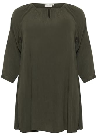KAFFE CURVE Damen Plus-Size Women's Tunic 3/4 Sleeves Loose Fit Round Neck Tunic