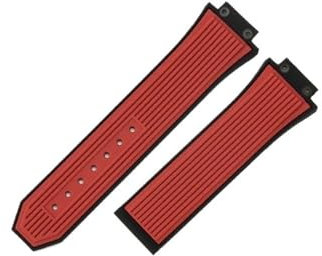 LANAPPTLTG Silikon-Uhrenarmband passend for Hublot Yuki Big Bang 441 Raised Mouth Convex Interface Armband Männlich 27x17mm Gummiarmband(Red-No Buckle)