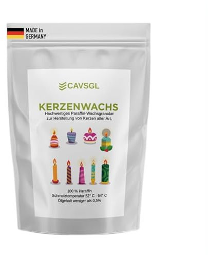 Kerzenwachs Granulat - 5 Kg - Weiß - in Pulverform zur Herstellung von Kerzen - Paraffin Wachsgranulat Hochrein - Made in Germany - CAVSGL