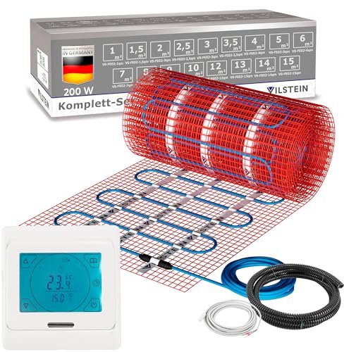 VILSTEIN® Elektrische Fußbodenheizung [200W/m²] - Bodenheizung Elektrisch geeignet für Laminat, Fliesen & mehr - Elektro Fussbodenheizung - Elektrische Heizmatte Fußboden - (18x0.5m - 9qm)