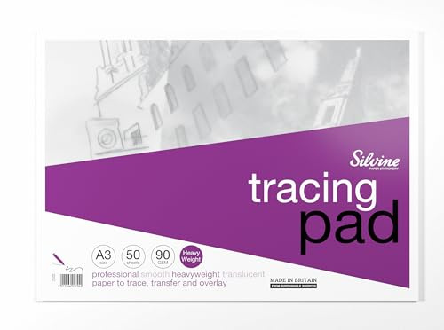Silvine Professioneller Transparentblock, A3, 50 Blatt schweres Transparentpapier (90 g/m²) (A3)