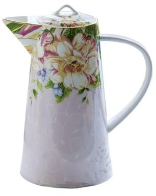 Pichet à Eau Pichet à eau de 1200 ml avec couvercle et poignée en porcelaine anglaise Bouilloire à thé vintage Pichet à eau de cuisine Boissons froides ou chaudes Pot à jus de café Carafe à Eau / Pich