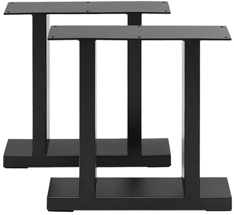 INMOZATA 2 Stück Tischbeine Metall Schwarz H Form Tischgestell Outdoor DIY Möbelfüße für Schreibtisch Esstisch Couchtisch Sitzbank B50-60 x H71 cm