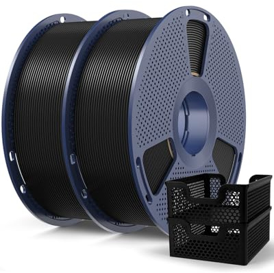 SUNLU PLA Plus 2.0 Schnelles 3D Drucker Filament 2KG, Upgrade PLA+ Filament für Schnelldruck (50-600mm/s), 1.75mm ±0.02mm Präzision, 2 x 1kg Spule (Schwarz+Schwarz)