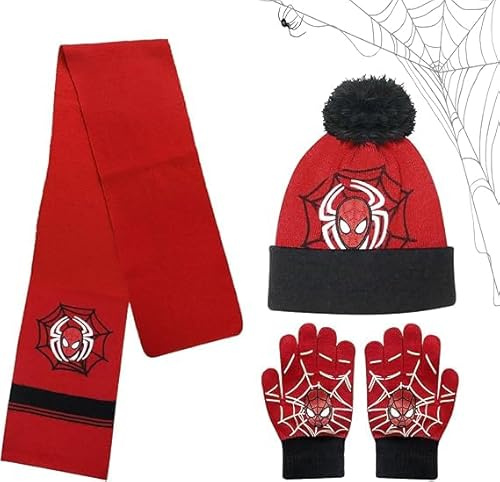UKMICNVXSU Junge 2-8 Jahre Mütze, Handschuhe Schal Set, Jungen Jahre mütze Schal Kinder Rot Motif, Handschuhe schal mütze set kinder, Mütz e,Handschuh e scha l kinder set j ungen