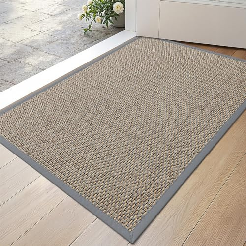 DEXI Tapis Entrée Intérieur Antidérapant et Absorbant 60x90cm Gris | Paillasson Fin, Tapis de Porte Profil Bas, Anti-Boue, Facile à Nettoyer, pour Entrée, Cuisine et Couloir