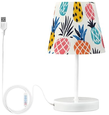 Mnsruu Nachttischlampe Regenbogen Ananas Nachttischlampen LED Schreibtischlampe Stoffschirm Kleine Lampe für Schlafzimmer Wohnzimmer (Leuchtmittel enthalten)