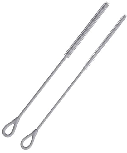 Lot de 2 brosses à pailles en silicone, réutilisables, grises, poignée antidérapante, extra longue, 250 mm, pour verre, métal, smoothie, paille et gobelet, 6 mm + 9 mm