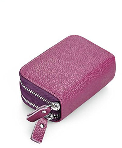 AprinCtempsD RFID Blocage Porte-Cartes Petit en Cuir Véritable Porte-Monnaie Mini avec Double Zip pour Femme Homme (Violet)