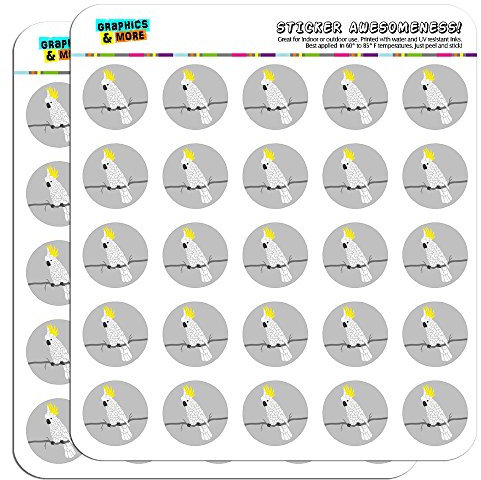 Kakadu Vogel Papagei Haustier 2,5 cm Planer Kalender Scrapbooking Basteln Aufkleber – transparent