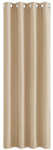 PONY DANCE Thermo Vorhänge gegen Hitze Verdunklungsgardine mit Ösen 1 Stück H 260 x B 140 cm Gardinen Verdunkelung Wohnzimmer Vorhänge Blickdicht, Biscotti Beige
