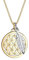 Elli Halskette Silber 925 Vergoldet 24K Bicolor Ornament Lebensblume Feder Anhänger Kette Damen Schmuck Geschenke für Frauen Mädchen Mama Freundin, Silberkette Länge 45 cm