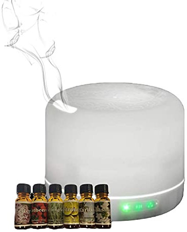 LED Light Aroma Diffuser with 6 Scented Oils | Colour Changing Light Up Bluetooth Speaker System | Colourful Visual Effects & Music Playback