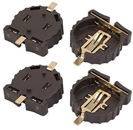 sourcing map 4 Pcs Plastic CR1220 Cell Button Lithium Batteries Socket Holder Brown