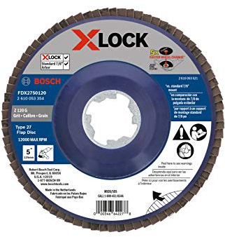 BOSCH FDX2750120 1-Piece 5 in. X-Lock Flap Disc 120 Grit Compatible with 7/8 in. Arbor Type 27 for Applications in Metal Blending and Grinding