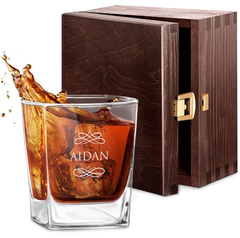 Maverton Vaso Grabado de Cristal 250 ml - Regalos Originales para Hombre - Decoracion Hogar - Regalos Dia del Padre - Cumpleaños Felizes - Regalo Abuelo - Name
