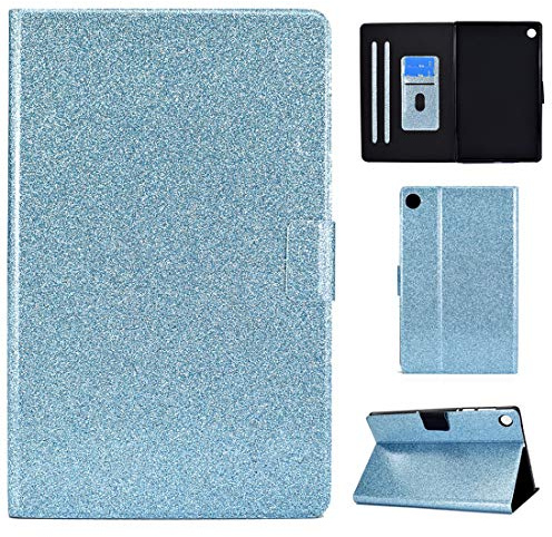 XFDSFDL® Étui pour Lenovo Tab M10 Plus FHD TB-X606F (10,3 Pouces) PU Cuir Housse Flip Coque avec Built Stand Portefeuille Veille/Réveil Automatique Brillant Bling Bling Protection Cas, Bleu