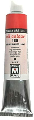 Peinture à l'huile pour artistes 84 couleurs Peinture professionnelle Maestro Pan 45ml Tube (185 Rouge Vermillon Lumière)