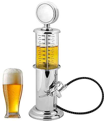 Gas Pump Whiskey Decanter - 1000cc Single Gun Wine Beverage Liquor Alcohol Beer Dispenser Container for Vodka, Rum, Wine, Tequila or Decanter is Stainless