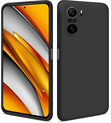 HSP Hülle für Xiaomi Poco F3 [Staubabweisend] Handyhülle | Premium TPU Silikon Case Schutzhülle | Kratzfest Stoßfest Fallschutz | Kameraschutz Displayschutz | Passgenau Dünn Matt | Schwarz