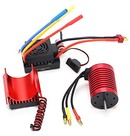 3300KV RC Brushless Motor Set, 4 Pole 12 Slot Brushless Motor 60A ESC Kühlkörper Combo für 1/10 RC Auto