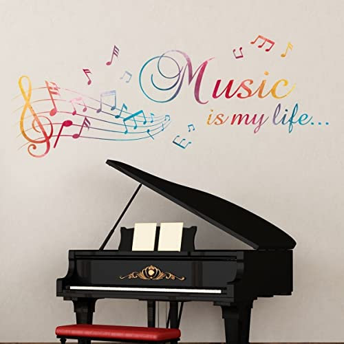 tjapalo® vr137 Aquarell Wandtattoo Musik Wandsticker Musiknoten Wandtattoo wohnzimmer Sprüche Noten Aufkleber für die Wand wandtattoo musik is my life, Größe: B80xH29cm