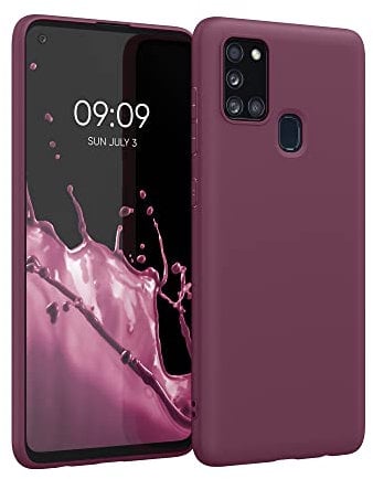 kwmobile Hülle kompatibel mit Samsung Galaxy A21s Hülle - weiches TPU Silikon Case - Cover geeignet für kabelloses Laden - Bordeaux Violett