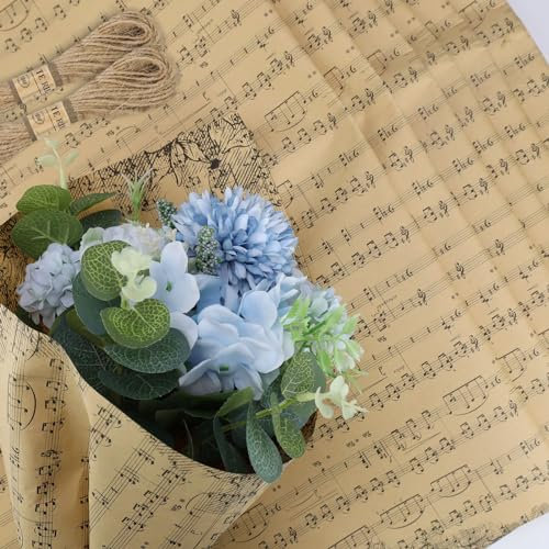 Geschenkpapier, CHSEROK 50 * 70cm Kraft Geschenkpapier Geburtstag, Doppelseitig Geschenkpapier mit Bindfaden, Kann zum Verpacken von Blumen, Büchern, Geschenken Verwendet Werden