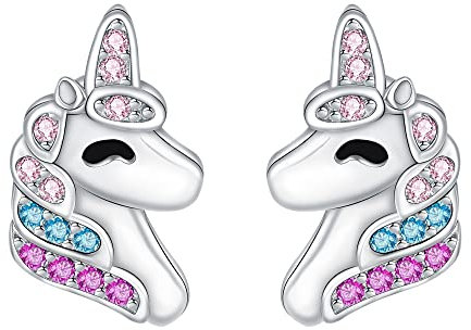 J.MUEN Einhorn Ohrringe, 925 Sterling Silber Tier Schmuck Geburtstagsgeschenk für Mädchen Frauen
