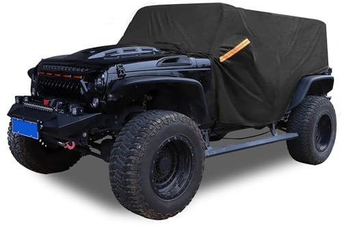 X AUTOHAUX Autoabdeckung SUV Autoplane Outdoor Vollgarage Wasserdicht Auto Abdeckplane für Jeep Wrangler JK Hardtop und Cabrio-Softtop 2-türig