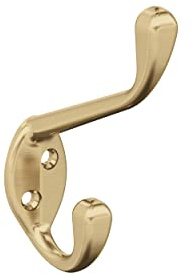Amerock H55451CZ | Noble Double Prong Decorative Wall Hook | Champagne Bronze Hook for Coats, Hats, Backpacks, Bags | Hooks for Bathroom, Bedroom, Closet, Entryway, Laundry Room, Office
