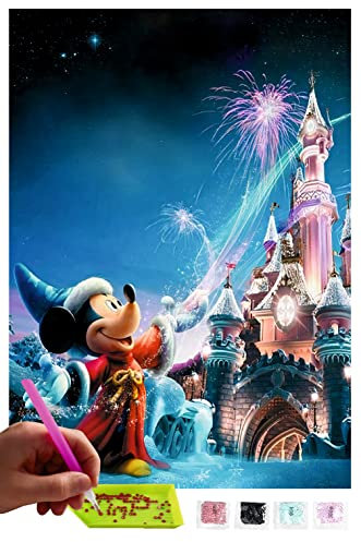 MISHBAY Diamond Painting Erwachsene Mickey Mouse - 30x40cm - Diamant Painting Bilder - DIY Strass Mosaikbild mit Hochwertiger Leinwand - Kreatives Hobb