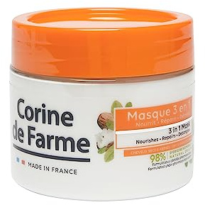 Corine de Farme - Haarmaske 3-in-1, 300 ml – Sheabutter – nährt, repariert und entwirrt das Haar – 98% natürliche Inhaltsstoffe – trockenes und geschädigtes Haar – hergestellt in Frankreich