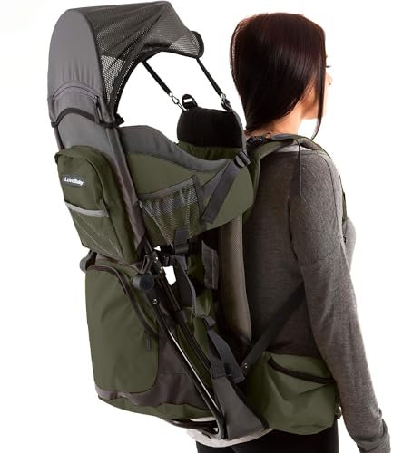 Luvdbaby Porte Bebe Randonnée - Sac à Dos Porte Bébé Randonnée - Confortable Porte Bébé Dorsal Randonnée 18 Kg - Porte Bebe Sac a Dos avec Tapis à Langer, Poche Isolante, Capuche de Pluie et de Soleil