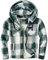 zitysport Chemise Homme Doublé Carreaux Veste d'hiver Chemise Thermique avec Fermeture éclair Veste Polaire avec Capuche(E-01-Blanc Vert,3XL)