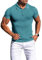 Agilelin Polo Hommes Manches Courtes T-Shirts,T-Shirts Homme Stretch Muscle,Chemise Casual Côtelée,Workout Golf（Bleu/M