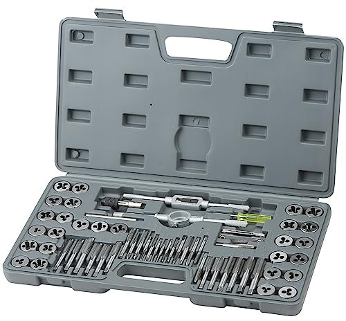 VEVOR Gewindeschneider Maschinengewindebohrer 60-teilig, Kernlochbohrer Gewindeschneidsatz Lagerstahl Maschinengewindeschneide inkl. 27 x Gewindebohrer, 27 x Stanzformen Tragkoffer Metrisch/Imperial
