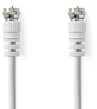 Nedis Satelliten- und Antennenkabel | F Stecker | F Stecker | Vernickelt | 75 Ohm | Doppelt geschirmt | 10.0 m | Rund | PVC | Weiss | Box
