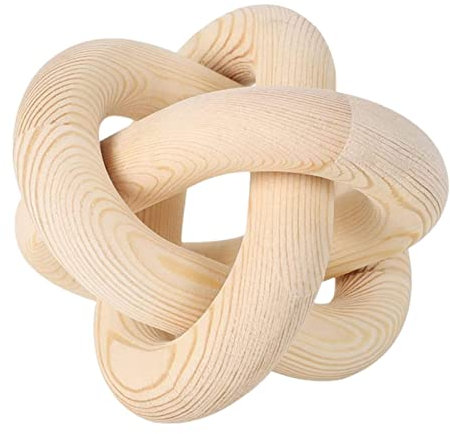 Wooden Knot Decoration - 3-Link Wood Chain Link Decor -Rustic Tray Shelf Decor Living Room Home Decorations - Hand Carved Decorative Chain for Living Room, Coffee Shop for Farmhouse Coffee Table