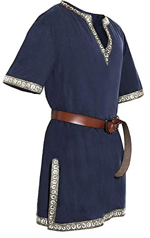 Wikinger Hemd Herren Leinen 6XL Mittelalter Hemd Kurzarm Wikinger Tunika 4XL Lang Mittelalter Tunika Kurzarm Sommer Tunika Mittelalter Kostüm Herren-Kostüm