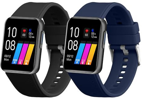 kwmobile 2X Sportarmband kompatibel mit GRV 22mm Smartwatch Armband - Fitnesstracker Band Set aus TPU Silikon