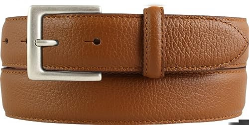 BELTINGER Trachten-Gürtel, 35 mm breit, Herren, Gürtel für die Lederhose, Hosengürtel, strukturiertes Leder, Schließe Altsilber | Tabac 95cm