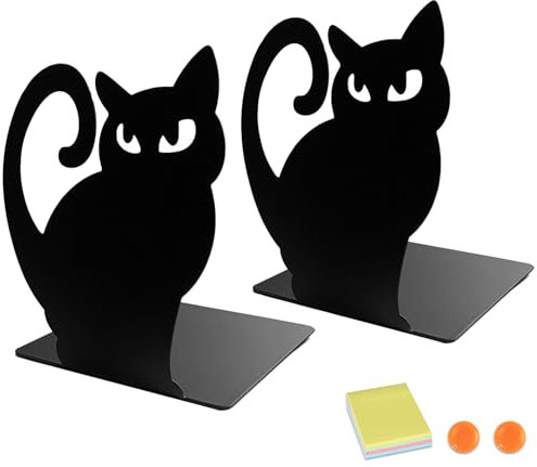 DIFIT 2 unités Serre-Livres Chaton,Serre-Livres en Acier Inoxydable,Les Serre-Livres pouvant être utilisés comme Cadeaux conviennent aux écoles, bibliothèques, Bureaux, Cuisines, etc.
