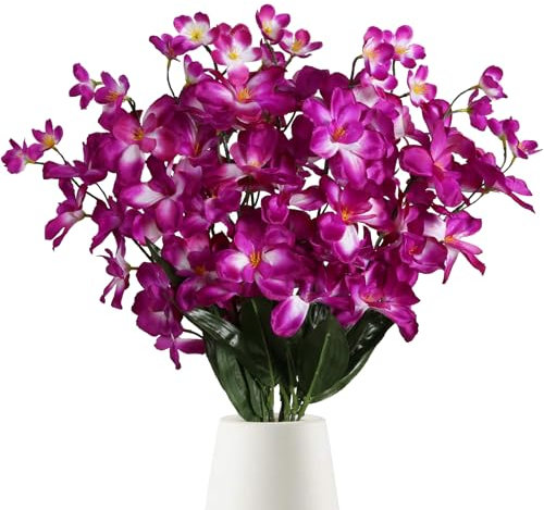 Fqueelvys Künstliche Orchideen, Kunstblumen, Seidenblumen, 68,6 cm, künstliche Orchidee, künstliche Blumen für Dekoration für Hochzeit, Esszimmer, Zuhause, Restaurant, Fuchsia, 10 Stück