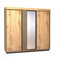 MINIO go for it - Kleiderschrank mit Spiegel Lamia, Garderobenschrank 240cm Breit, Schiebetürenschrank mit MDF-Lamellen, Schlafzimmerschrank mit Zwei Kleiderstangen, Farbe: Wotan Eiche/Schwarz Matt