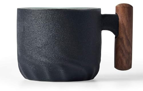 ERBO Espressotassen 70 ml, Premium Espresso Tassen mit Henkel, Mini Teetasse Kaffeetasse aus Keramik, Kleine Espressotassen, Espresso- & Mokkatassen, Kaffeebecher für Espresso, Tee, Latte (Schwarz)